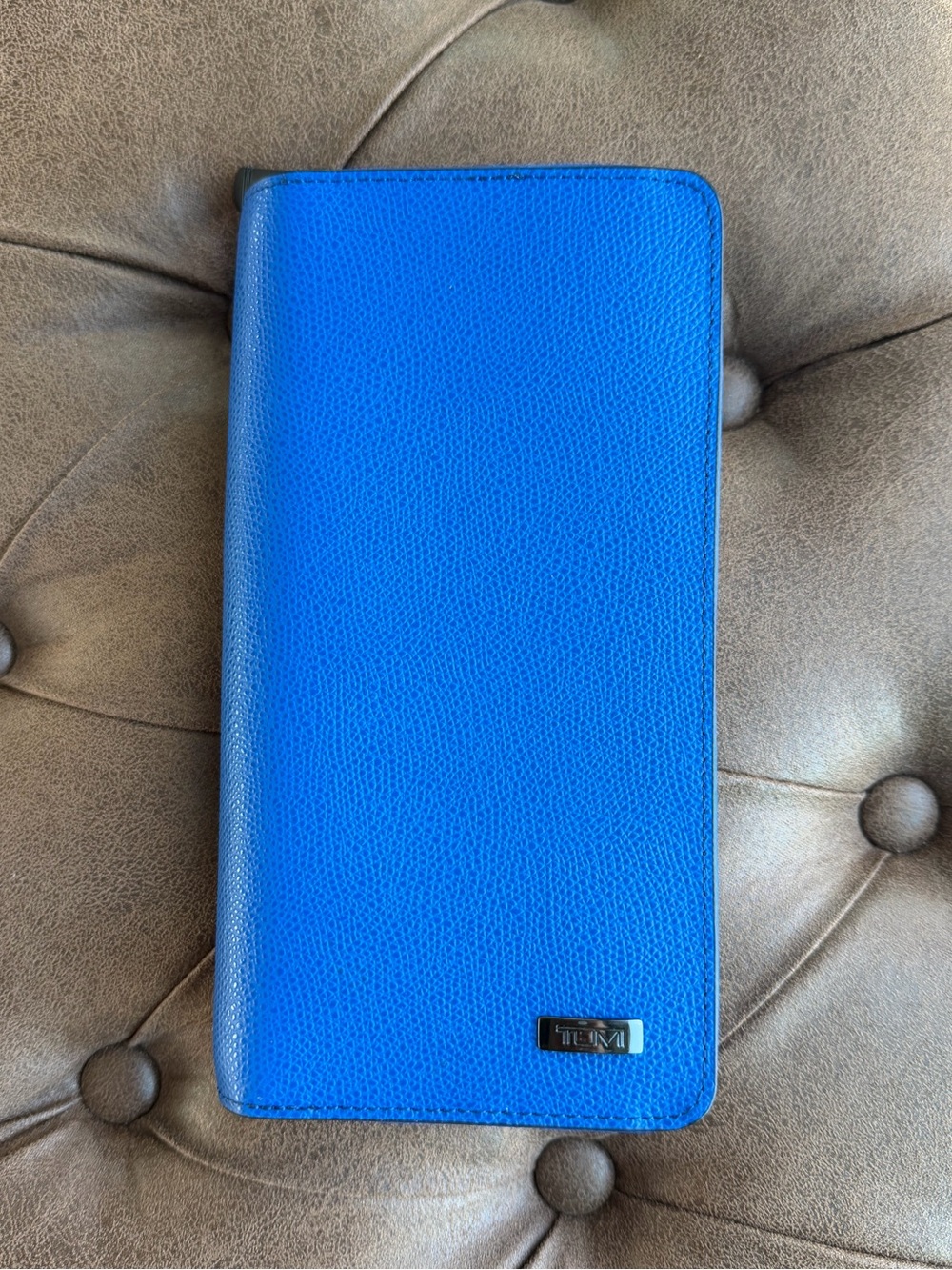 Tumi Bright Blue Leather Wallet Phone Case